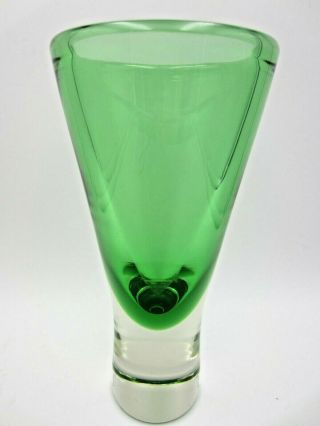 Vintage Green Sommerso Art Glass Vase