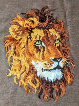 Vintage Sunset Stitchery Crewel Embroidery Art Majestic Lion 2405 1978 Complete