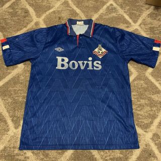 Oldham Athletic Bovis Vintage Home Shirt 1989/90 Medium 1990 League Cup Final