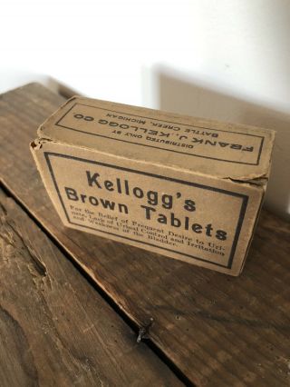 Vintage Kellogg’s Brown Tablets Full Box Battle Creek Mi Medicine Drug