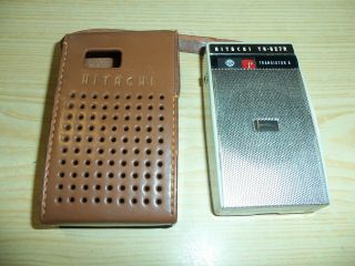 Vintage Hitachi Th - 627r Transistor Radio In Leather Case - Parts