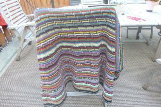 Many Colored Hand Crocheted Blanket Afgan Spread Covering 54 By 44 Vintage