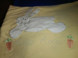 Vtg 1998 Gymboree Yellow Baby Blanket Hop - Hop Bunny On Front & Back Reversible