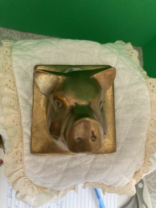Vintage Solid Brass Pig Hog Wall Mount/coat/towel Hook Holder