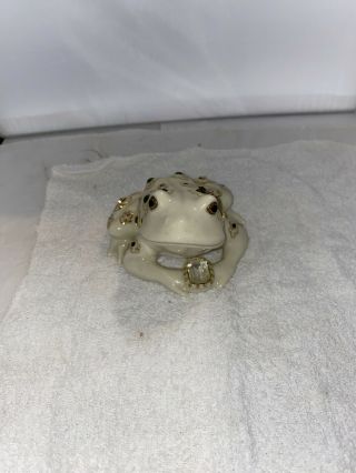Lenox " The Prince Of Jewels " Vintage Jewel Encrusted Porcelain Frog Figurine