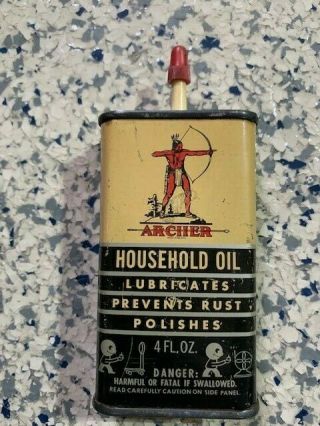 Vintage Archer Household Oil Oiler 4 Oz.  Can