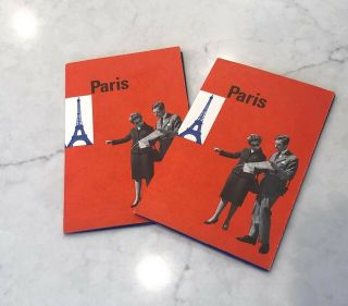Set Of 2 Vintage Travel Maps Of Paris,  France (circa 1962).