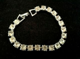 Vintage Signed WEISS Tightly Pronged Clear Glass Rhinestone Tennis Bracelet 2