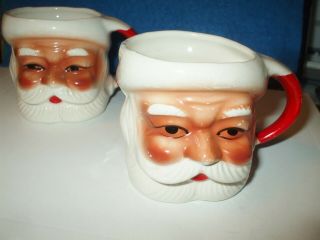 Two Vintage Ceramic Santa Claus Christmas Mugs Japan (h24)