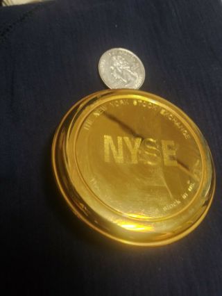 Vintage Nyse York Stock Exchange Advertising Gold Heavy Desk Paperweight