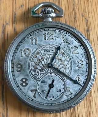 Vintage Elgin Pocket Watch 12s Silveroid Case No Chrystal