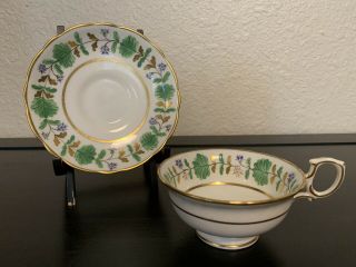 Vintage Hammersley Teacup And Saucer Leaves And Flowers Gold Trim,  England