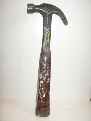 Vintage Leather Handle 24 Oz.  Claw Hammer - 12 1/2 " Long - Not An Estwing
