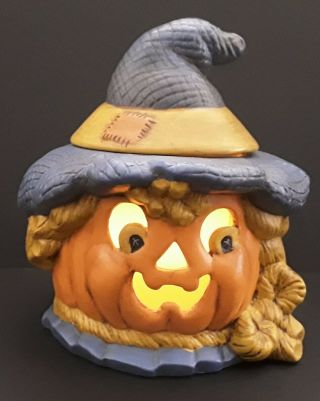 Vintage Halloween Ceramic Scarecrow Pumpkin Jack O 