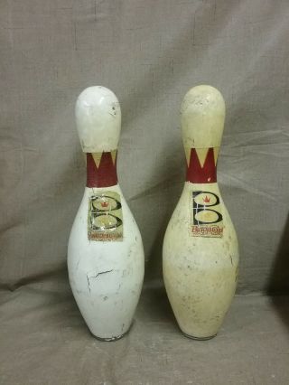 2 Vintage Brunswick Score - King Wood Bowling Pins