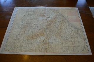 Large Format 1924 Map Of Texas Eastern Section Railroads Keyed In Red & Labelled