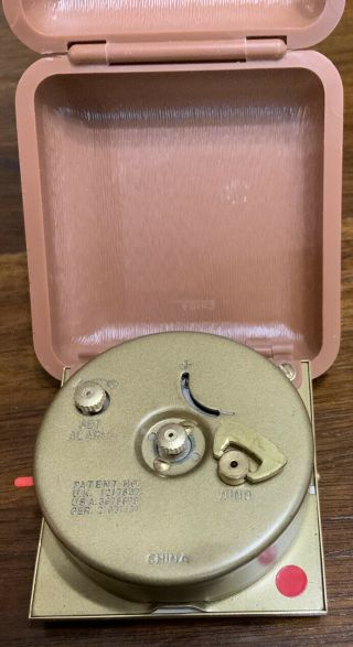 Vintage Brown Westclox Travel Alarm Clock Wind Up w/ Fold Up Case 3x3 2