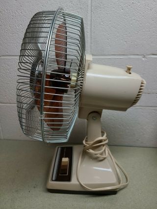 Vintage LASKO Electric Fan 12 inch Oscillating 3 speed Amber Brown blades 3