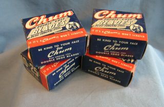 4 Vintage Boxes With 10 Chum De Razor Blades Each