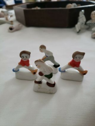 Place Card Holders German Porcelain Vintage Set Of 4 Engaged In Various Sports