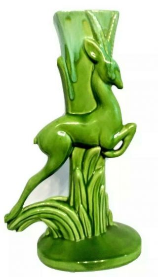 Vintage Royal Haeger Deer Gazelle Antelope Mid Century Modern Vase Lime Green