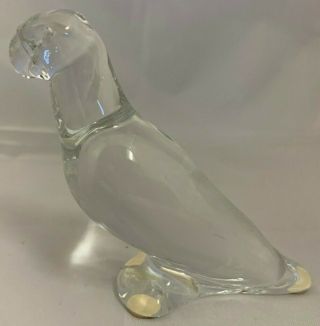 Vintage Baccarat Clear Crystal Parrot Signed With Label 4 " T X 4 " W