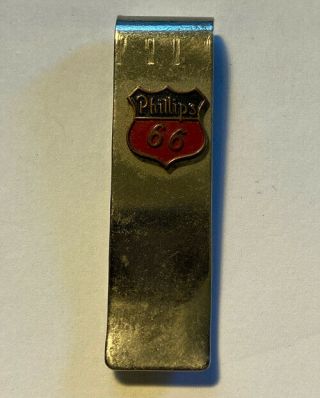 Phillips " 66 " Gasoline And Oil Money Clip - Vintage Steel Collectable