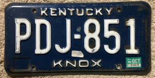 1987 Knox County Kentucky License Plate Pdj 851