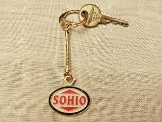 Vntg Sohio Key Chain Advertising W/old Lincoln/mercury Car Key - 5.  00