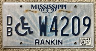 Rankin County Mississippi Handicapped Wheelchair License Plate Db W 420 9