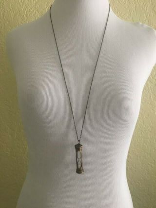 Steampunk Brass Hourglass Necklace Sand Timer Pendant Vintage Long Fashion
