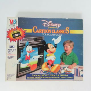 Vintage 1986 Disney Cartoon Classics Vcr Board Game,  Milton Bradley 98 Complete