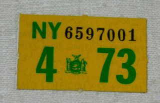 1973 York Passenger Car License Plate Sticker