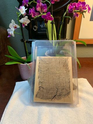 Rare Stampin Up Cheesecloth 2005 Wood Mounted Rubber Stamp Set Vintage