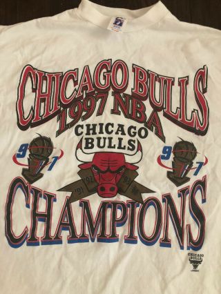 Vintage Chicago Bulls 1997 Nba Finals Champions T Shirt Size Xl Logo 7