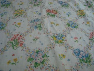 Vtg Lady Pepperell Twin Flat Sheet No Iron Muslin Spring Floral Shabby 66 " X 96 "