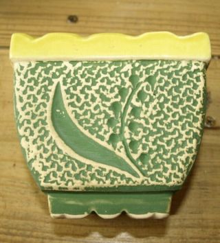 Vintage,  Usa Pottery,  790,  Yellow And Green W/lily Of The Valley Planter