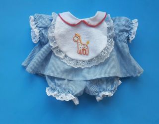 Vintage Cabbage Patch Kid Doll Blue Gingham Dress & Panties & Bib Clothes Cpk