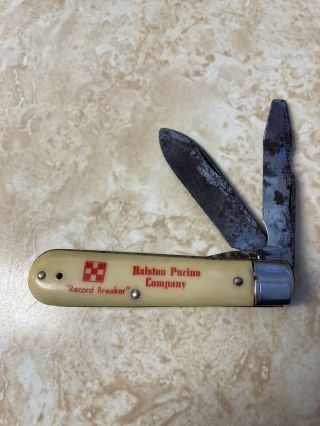 Vintage Colonial Purina Advertising Two Blade Pocket Knife