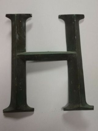 - Letter H - Vintage 6 " Bronze / Brass Metal Alphabet Display Sign