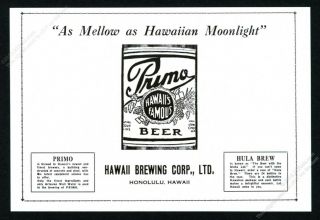 1934 Primo Beer Hawaii Illustrated Can Vintage Print Ad
