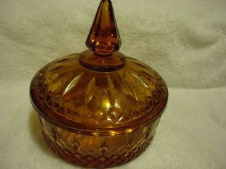 Vintage Amber Indiana Glass Covered Candy Dish/bowl With Lid.  Very Old