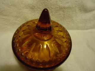 VINTAGE AMBER INDIANA GLASS COVERED CANDY DISH/BOWL WITH LID.  VERY OLD 2