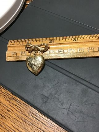 Vintage Gold Tone Heart - Shaped Locket Pin Brooch By 1928