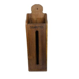 Vintage Wooden Cigarette Pack Carton Holder Dispenser - Wall Mount Box