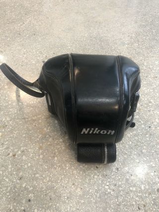 Vintage Nikon Everready F Camera Leather Hard Case W/ Strap & Tape Case