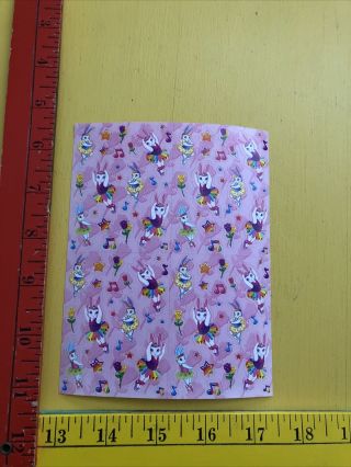 Vintage Lisa Frank Sticker Sheet S672 Mini Ballerina Bunnies Stars Notescomplete