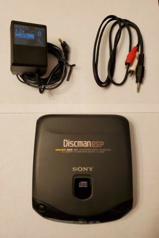 Vintage Sony Discman Esp D - 235ck Portable Cd Player & Power Adapter
