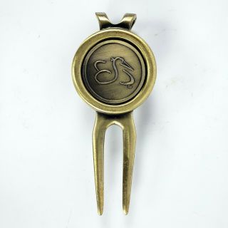 Vintage Cobra? Golf Divot Tool W/ Magnet Ball Marker Bronze Brass Cmc Design