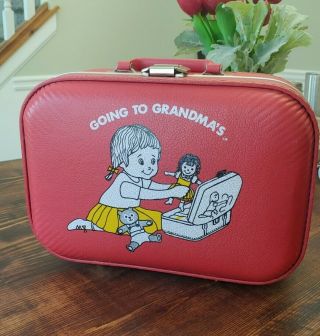 Vintage Carry - On Luggage Going To Grandma 
